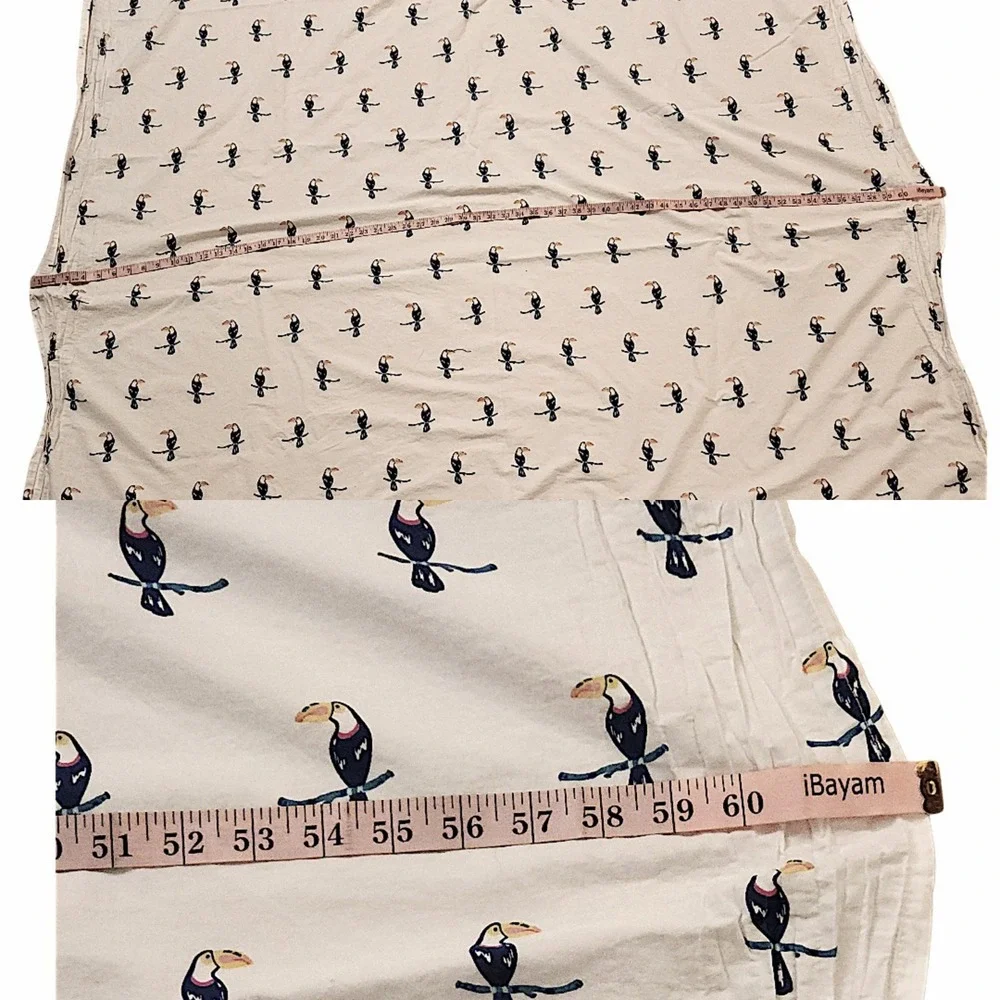 Martha‎ Stewart Flat Sheet Twin WHIM Toucan Bird Kids White Tropical Cotton Bed